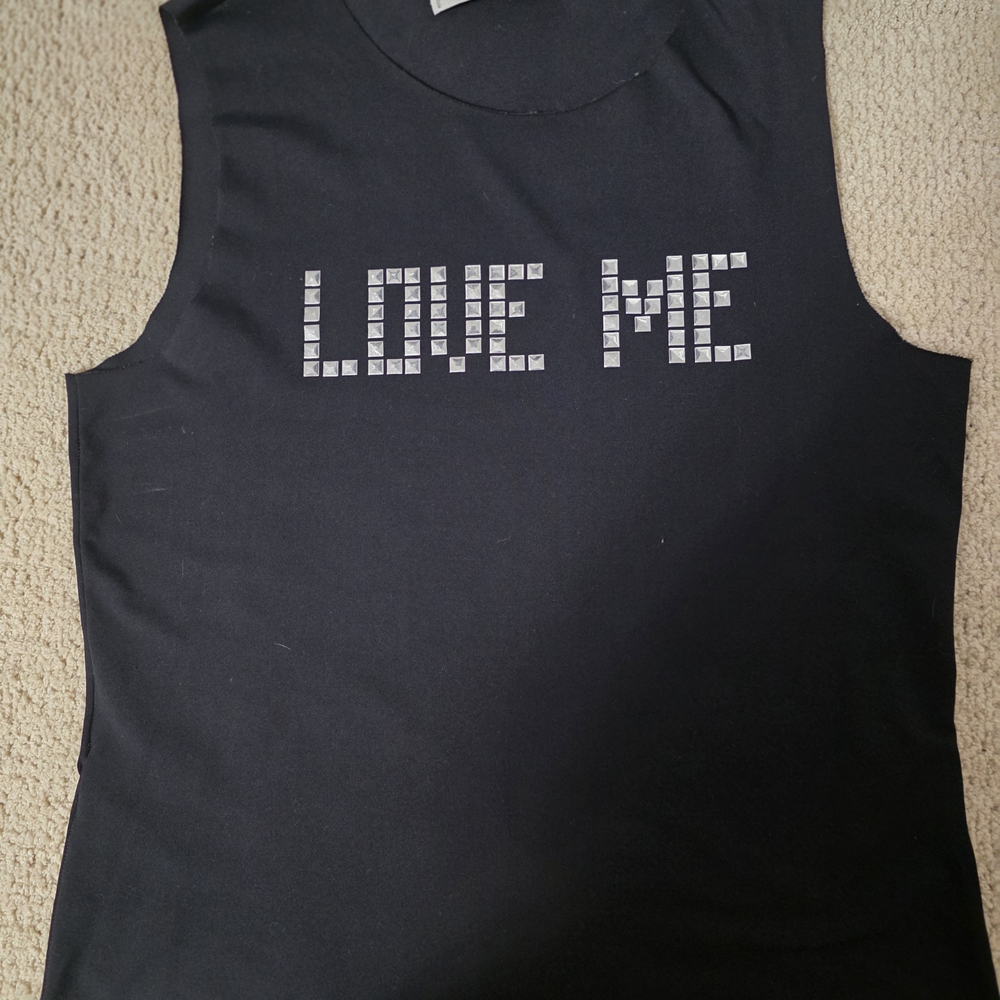 Moschino Black Tank Top with Silver Accents